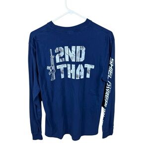 Shield Republic “2ND That” Navy Long Sleeve Graphic Tee Size M Patriotic Shirt
